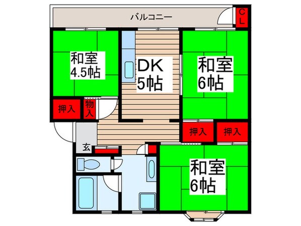 久寺家マンションＢ号棟(２０２)の物件間取画像